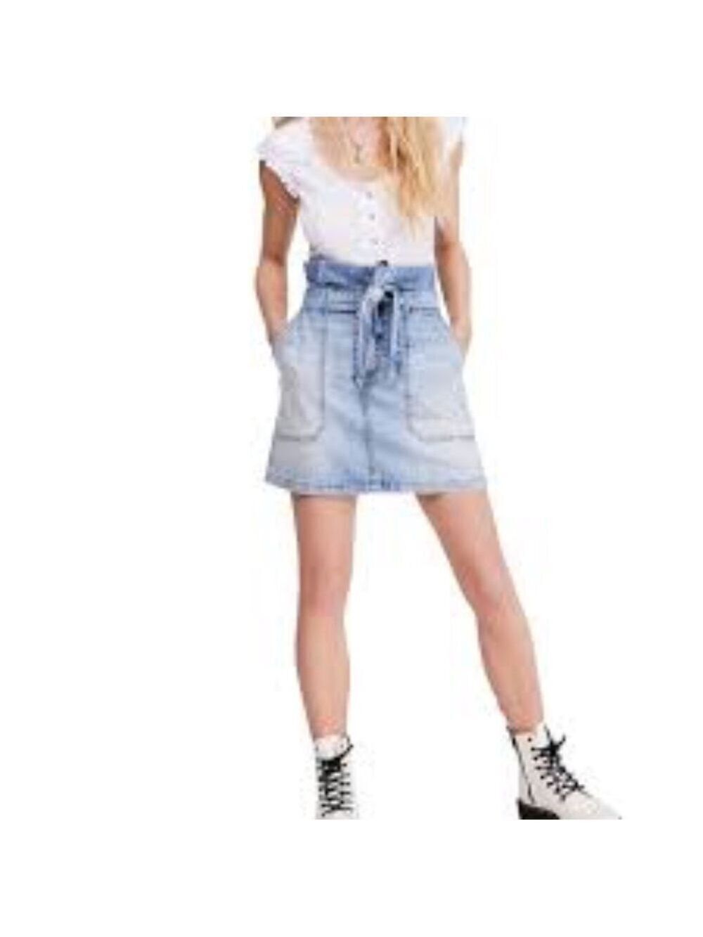 Free People Splendor In The Grass Denim Skirt
